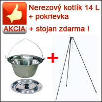 SUPER AKCE Nerezový kotlík 14 L + pokrievka + stojan