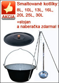 Smaltované kotlíky + stojan + naberačka zdarma