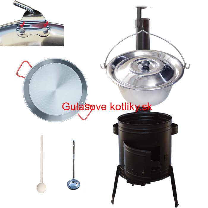 Paella oceľová panvica 38 cm s nerezovým kotlíkom 15 L (0,8 mm) a kotlinou