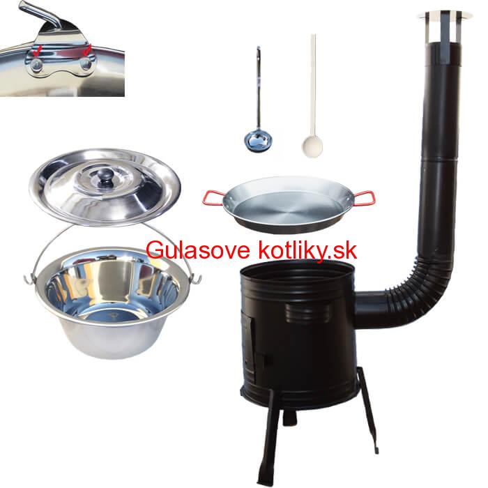 Paella oceľová panvica 38 cm s nerezovým kotlíkom 15 L (0,8 mm) a kotlinou