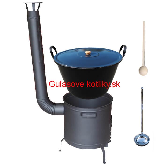 Smaltovaný kotol 50 L + žiaruvzdorná kotlina 50 cm PLUS 600 + Nádoba na masť 10 L