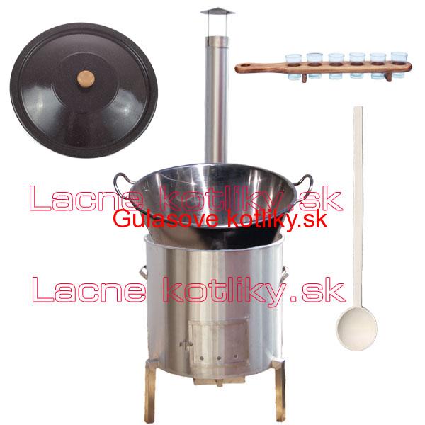 Zabíjačkový nerezový kotol 80 L + nerezová kotlina 56 cm + štamperlíky