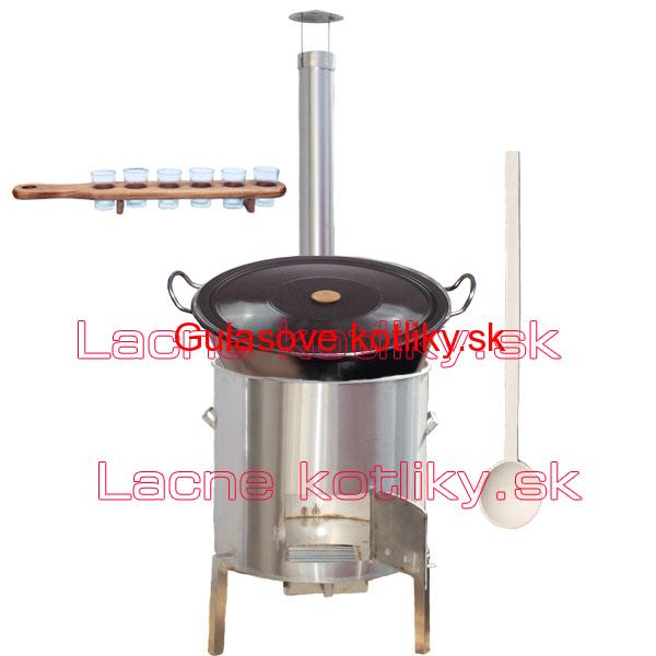 Zabíjačkový nerezový kotol 80 L + nerezová kotlina 56 cm + štamperlíky