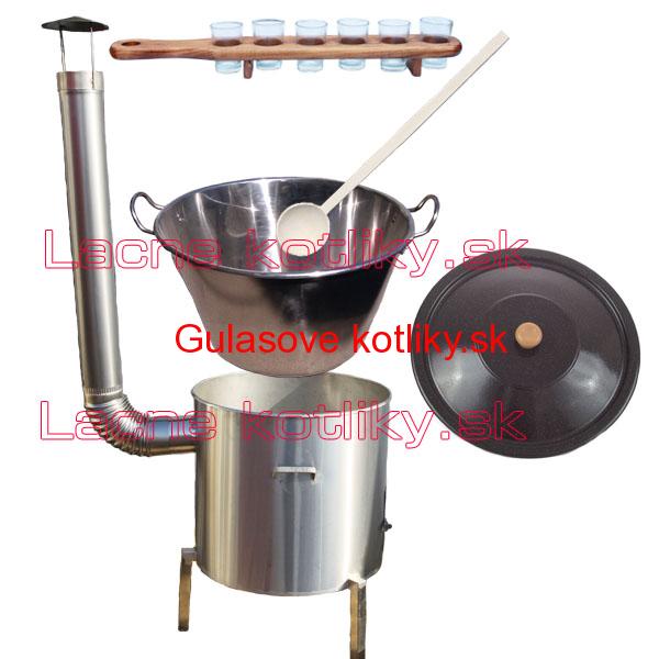 Zabíjačkový nerezový kotol 80 L + nerezová kotlina 56 cm + štamperlíky