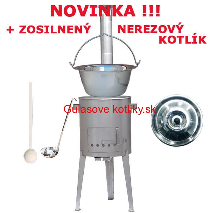 Zosilnený nerezový kotlík 20 L + nerezová kotlina 42 cm LUXUS