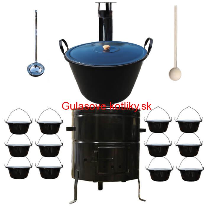 Smaltovaný kotol 50 L + servírovacie kotlíky (12 ks) BIG PARTY