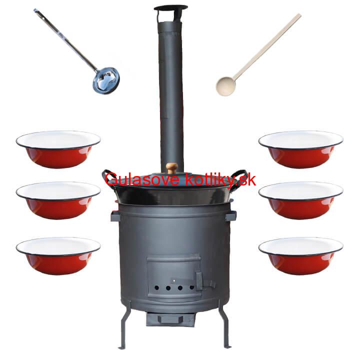 Smaltovaný kotol 70 L + smaltované taniere 6 ks PLUS 600