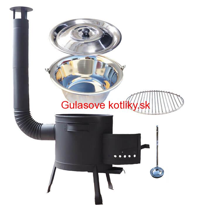 Nerezový kotlík 22 L (0,8 mm) INOX + Nerezový rošt 45 cm + nízka žiaruvzdorná kotlina 42 cm PLUS 600