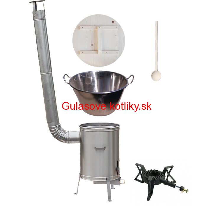 Zabíjačkový nerezový kotol 100 L + nerezová kotlina 60 cm + horák 7 kW + vareška