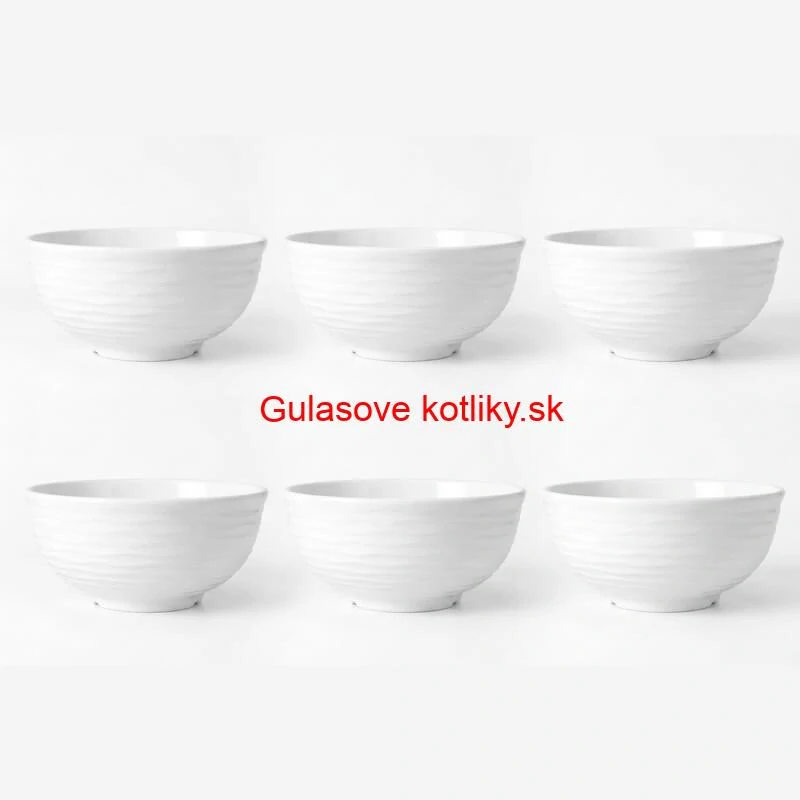 Set 6 ks: Prémiové biele misky s kamennou štruktúrou (750 ml)