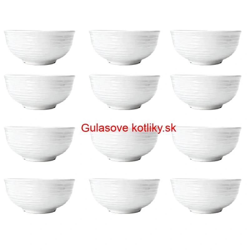 Set 12 ks: Prémiové biele misky s kamennou štruktúrou (750 ml)