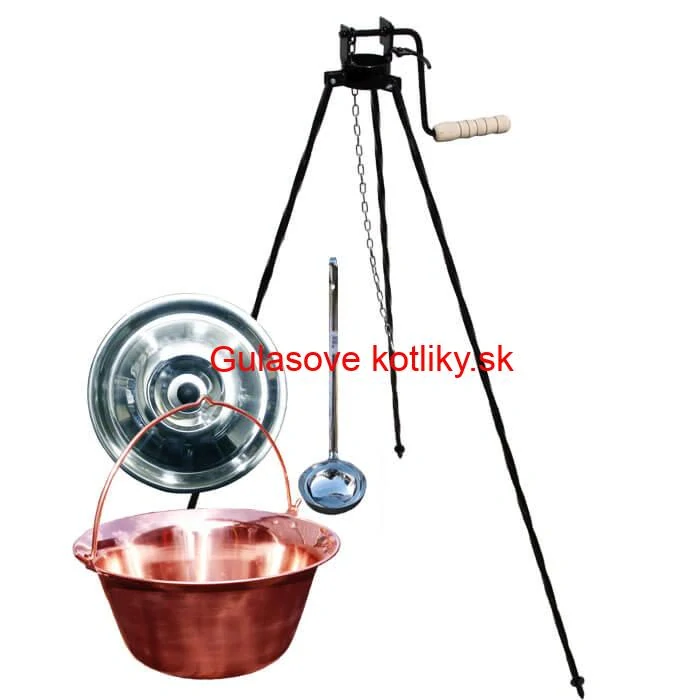 Medený kotlík 30 L (1,2 mm) + pokrievka + stojan s kladkou VAR