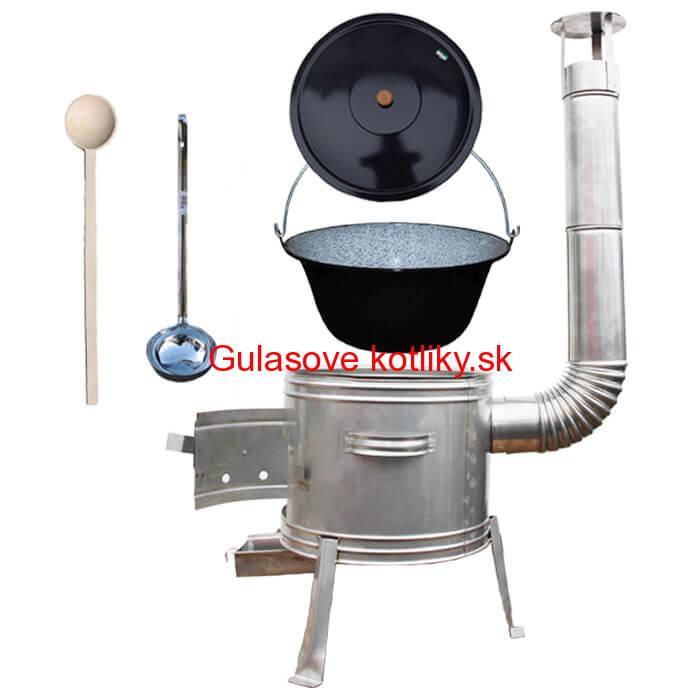 Smaltovaný kotlík 16 L (1,2 mm) + nerezová kotlina 39 cm + vareška a naberačka TOPLUX