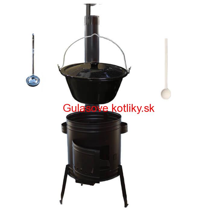 Smaltovaný kotlík 25 L (1,2 mm) + kovová kotlina 42 CLASSIC (KOV) + vareška a naberačka Easy party