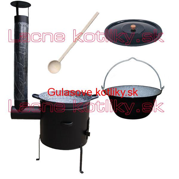Smaltovaný kotlík 16 L (1,2 mm) + smaltovaná grilovacia panica s uškami GRILL PARTY