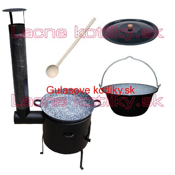 Smaltovaný kotlík 16 L (1,2 mm) + smaltovaná grilovacia panica s uškami GRILL PARTY