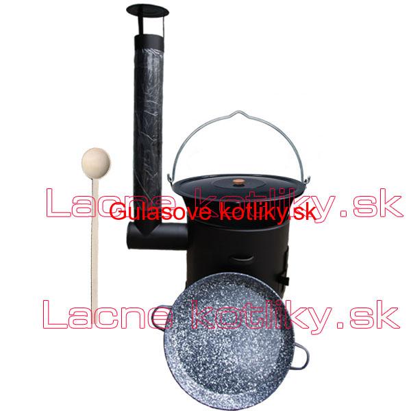 Smaltovaný kotlík 16 L (1,2 mm) + smaltovaná grilovacia panica s uškami GRILL PARTY