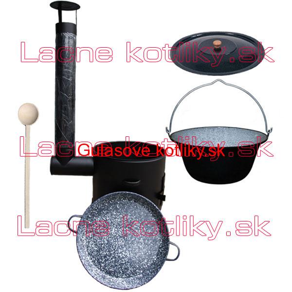 Smaltovaný kotlík 16 L (1,2 mm) + smaltovaná grilovacia panica s uškami GRILL PARTY