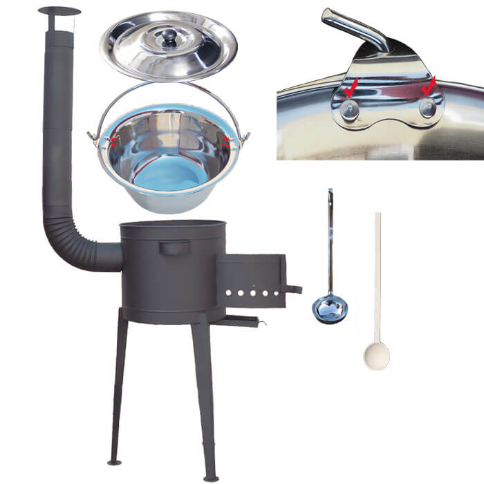 Zosilnený nerezový kotlík 30 L (0,8 mm) + vysoká kotlina 45 cm PLUS 600