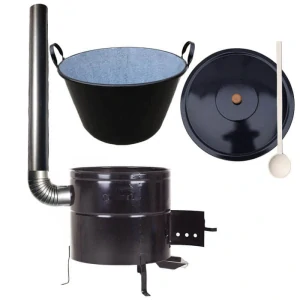 Zabíjačkový smaltovaný kotol 60 L + kovová kotlina 53 cm + dymovod zdarma