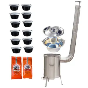 Nerezový kotlík 22 L (0,8 mm) INOX + nerezová kotlina 42 cm LUX + misky 12 ks + 2 x korenie na guláš 100 g