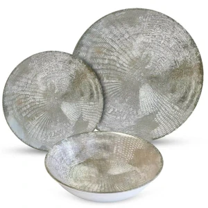 Súprava keramických tanierov 18 ks GREY