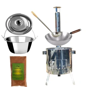 Nerezový kotlík 10 L (0,8 mm) + nerezová kotlina 31 INOX LUSTRO + Wok + korenie 50 g