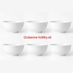 Set 6 ks: Prémiové biele misky s kamennou štruktúrou (750 ml)