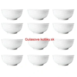 Set 12 ks: Prémiové biele misky s kamennou štruktúrou (750 ml)