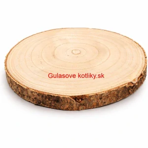 Drevený podnos z prírodného plátku dreva s kôrou Ø 20–24 cm