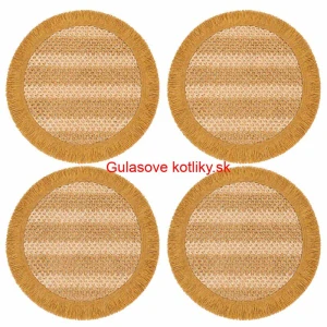 Okrúhle prírodné podložky pod tanier so strapcami 37 cm, 4 ks