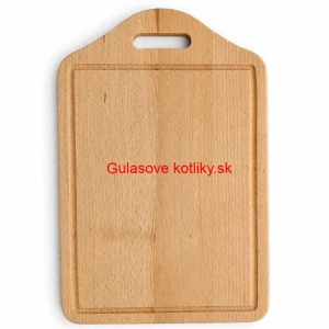 Drevená doska na krájanie s rukoväťou 40×25 cm — tvar štítu