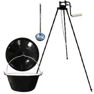 Smaltovaný kotlík 16 L + pokrievka + stojan s kladkou VAR