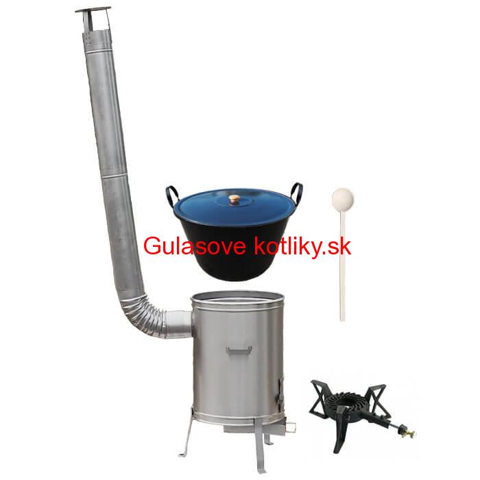 Zabíjačkový smaltovaný kotol 80 L + nerezová kotlina 56 cm + horák 7 kW