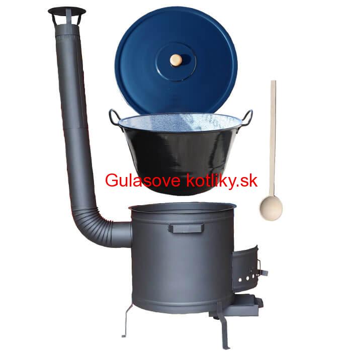 Smaltovaný kotol 80 L na zabíjačku s žiaruvzdornou kotlinou 60 cm PLUS 600 + vareška