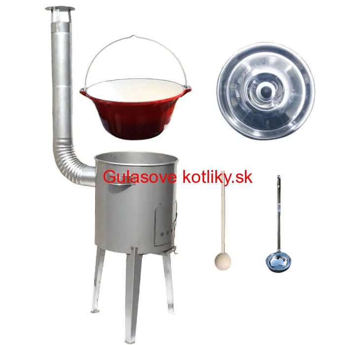 Liatinový kotlík 16 L + nerezová kotlina a naberačka LUXUS