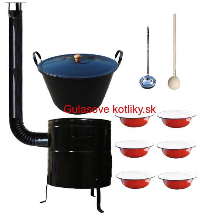 Smaltovaný kotol 50 L + smaltované taniere 6 ks BIG PARTY