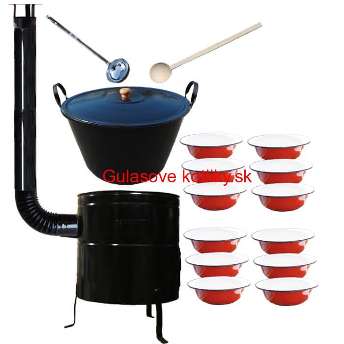 Smaltovaný kotol 80 L + smaltované taniere 12 ks BIG PARTY