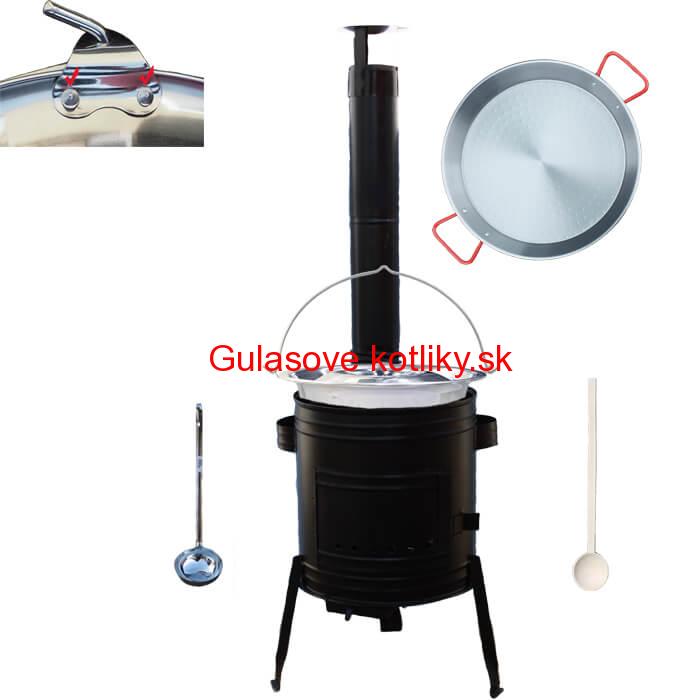 Paella oceľová panvica 46 cm s nerezovým kotlíkom 20 L (0,8 mm) a kotlinou