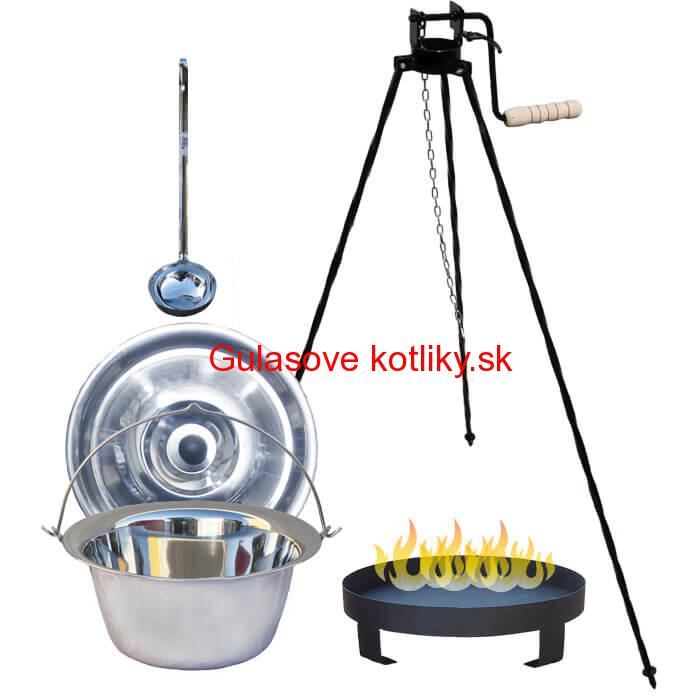Antikorový kotlík 22 L (0,8 mm) + Ohnisko + stojan s kladkou VAR