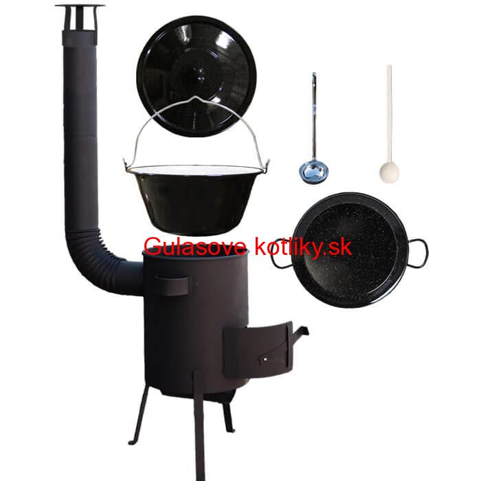 Smaltovaný kotlík 20 L + Paella smaltovaná panvica 46 cm + žiaruvzdorná kotlina 42 PLUS 600 4 MM