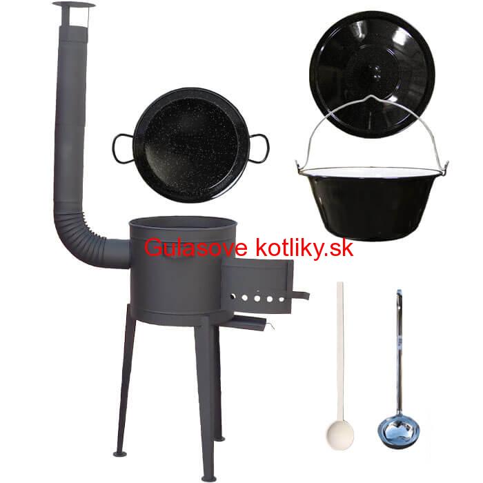 Smaltovaný kotlík 20 L (1,2 mm) + Paella smaltovaná panvica 46 cm  + žiaruvzdorná vysoká kotlina 42 PLUS 600