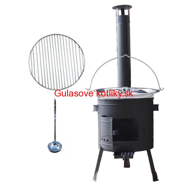 Nerezový kotlík 22 L (0,8 mm) INOX + Nerezový rošt 45 cm + nízka žiaruvzdorná kotlina 42 cm PLUS 600