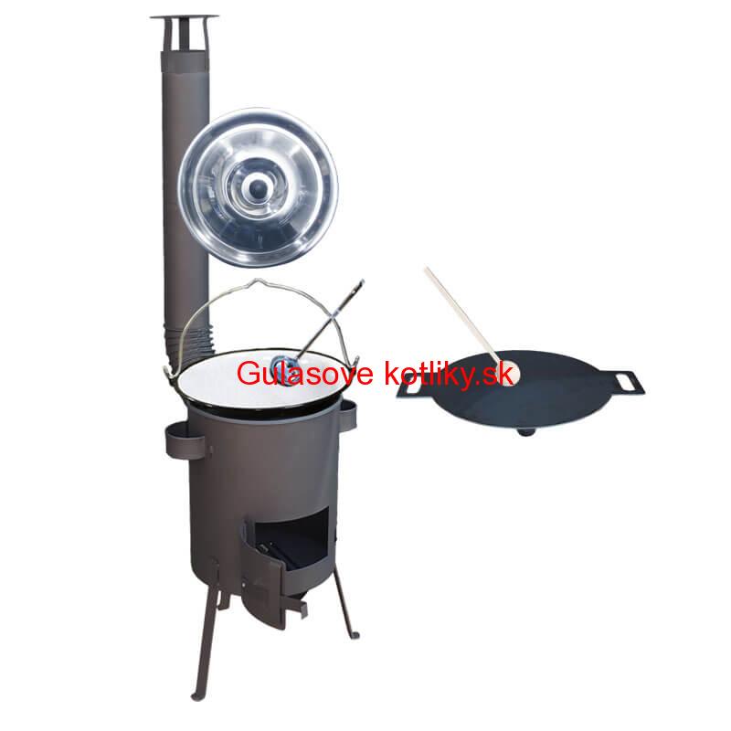 Smaltovaný kotlík 20 L + železná panvica 44 cm UNI + žiaruvzdorná kotlina 42 PLUS 600 4 MM