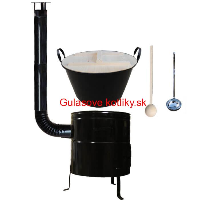 Smaltovaný kotol 100 L + kovová kotlina 60 cm + vareška a naberačka BIG PARTY