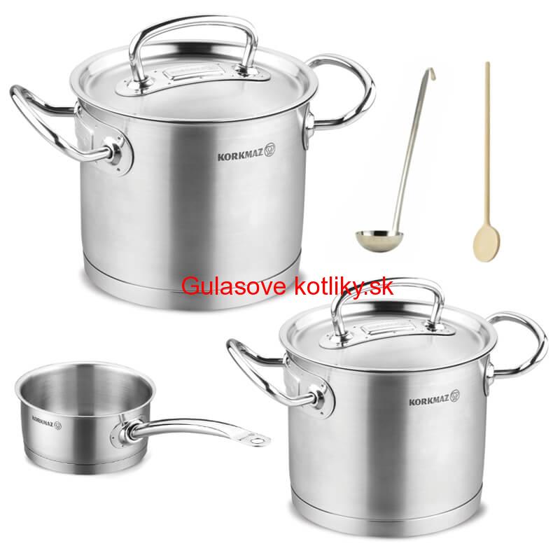 Sada nerezových hrncov s pokrievkou + rajnica 2 + 1 ks 5 L, 9 L, 1,5 L