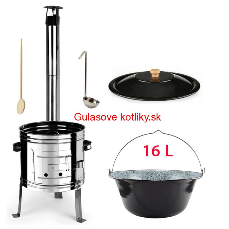 Smaltovaný kotlík 16 L + Nerezová kotlina 39 INOX