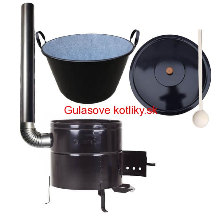 Zabíjačkový smaltovaný kotol 60 L + kovová kotlina 53 cm + dymovod zdarma