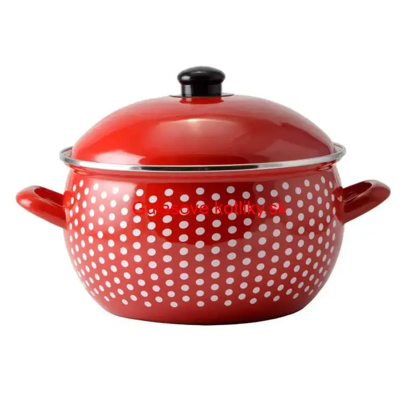 Smaltovaný hrniec 4,8 l červený 20 cm (bodkovaný)