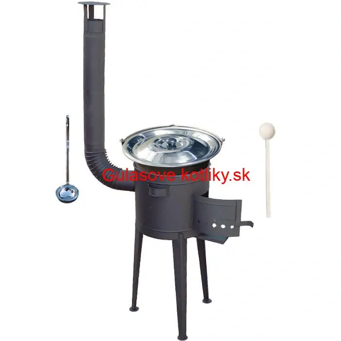 Nerezový kotlík 20 L (1,5 mm) + vysoká žiaruvzdorná kotlina (2,0 mm) HODO 42 cm PLUS 600 + vareška + naberačka